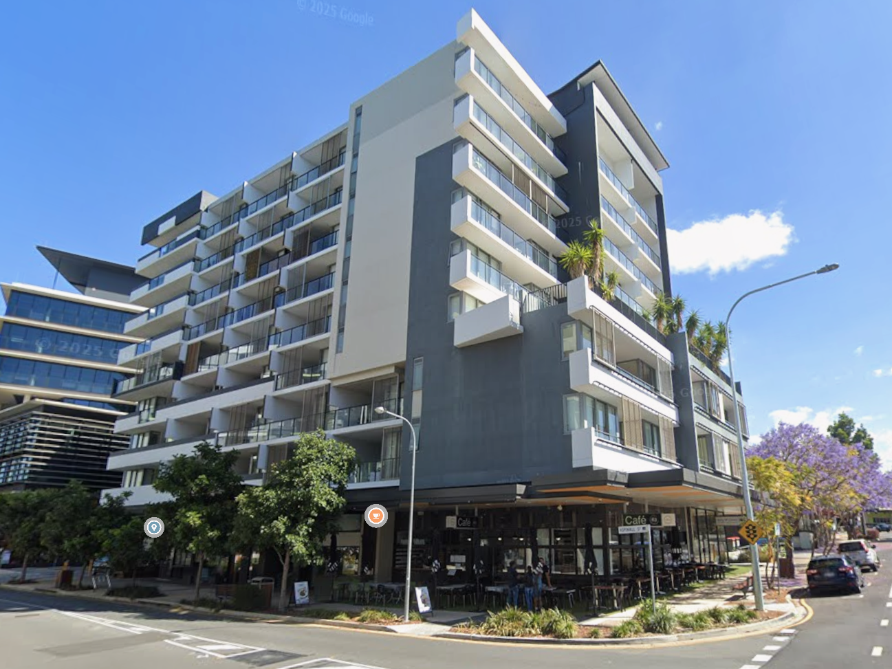 Mixed-use development with street level cafe